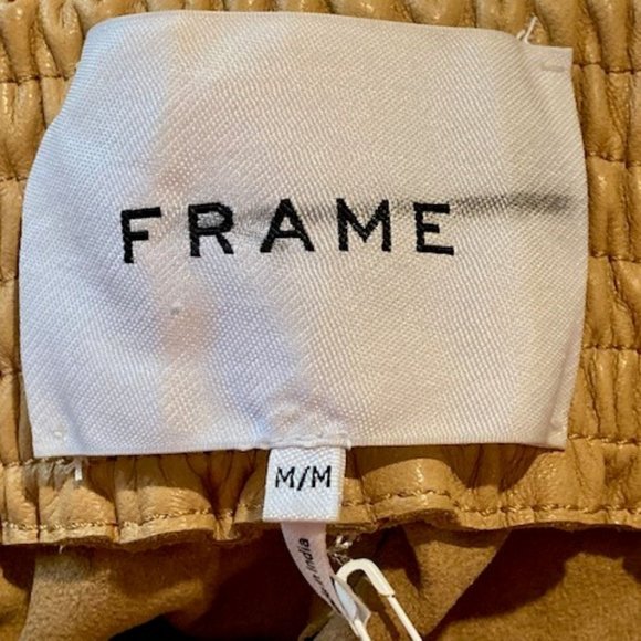 NWT FRAME Butterscotch Brown Gym Cropped Lambskin Leather Pants-Sz XS & M - Picture 10 of 12